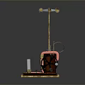Vintage Industrial Mechanical Equipment With Wooden Frame Metal Components And Paper Output