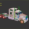 White Semi Truck With Sleeper Cab Orange Reflective Stripes And Modern Design