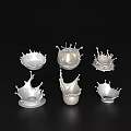 Silver Liquid Splash Inspired Ornament Set For Modern Home Decor 3d model