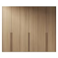 Minimalist Modern Wooden Wardrobe For Bedroom With Multiple Doors And Metal Handles