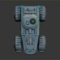 Futuristic Armored Military Vehicle Design with Turret Antenna Large Wheels and Green Accents