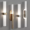 Modern Illuminated Wall Lamps with Gold Silver Metal and White Shades on Grey Wall