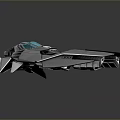Futuristic Spaceship Concept Model With Sleek Metallic Body Aerodynamic Wings And Blue Light