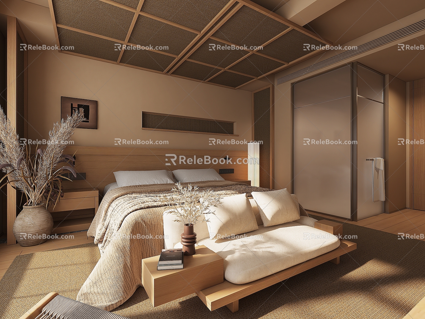 Quiet Modern Simple Homestay Hotel Rooms 3d model