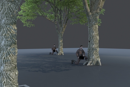 Modern man saw the tree man 3d model