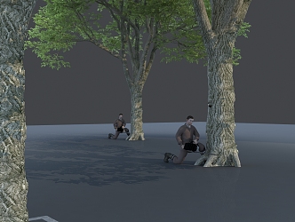 Modern man saw the tree man 3d model