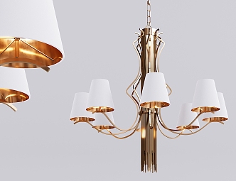 Post-modern chandelier metal fabric multi-head chandelier 3d model