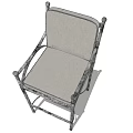 Light Gray Fabric Leisure Chair With Distressed Metal Frame And Armrests