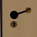 Brass Door Handle With Wooden Knob And Keyhole On Wooden Door