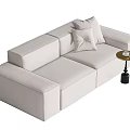 Modern White Two Seater Sofa With Decorative Pillows And Side Table 3d model