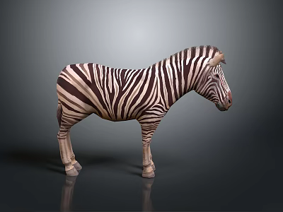 Detailed Standing Zebra With Bold Striped Coat Isolated On Dark Gray Background 3d model