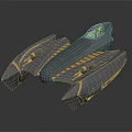 Modern Gray Fighter Jet with Gold Stripes and Sleek Aerodynamic Design Showcasing Futuristic Military Aircraft