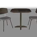 Modern Octagonal Wooden Dining Table Set With Grey Padded Seats And Metal Legs