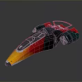 Colorful Streamlined Spacecraft Model Featuring Red Green Orange Black Design For Aerospace Exploration