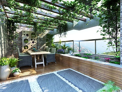 Modern Balcony Garden 3d model