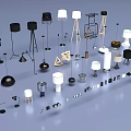 Modern Lighting Fixtures Combination With Various Floor Table And Pendant Lamps In Black White Metallic Designs