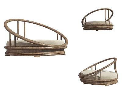 Stylish Modern Round Leisure Chair With Wooden Frame And Soft Upholstered Seat 3d model