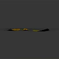 Colorful Oak Leaves Floating On Gray Background With Yellow Orange And Green Tones And Reflection