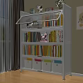 White Multi Tiered Bookcase With Colorful Books Decorative Items And Storage Boxes