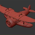 3D Rendered Blue Passenger Plane Toy With Yellow Gray Details Propeller And Wings