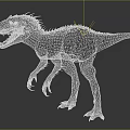 Fierce Dinosaur 3D Model With Sharp Teeth Spiked Back Standing Pose On Gray Background