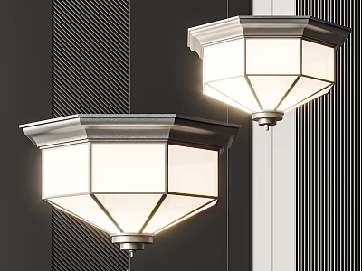 Modern Flush Mount Ceiling Lights With Octagonal Glass Shade And Soft Warm Light 3d model