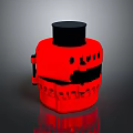 Vibrant Red Decorative Object With Black Top And Intricate Black Details 3d model