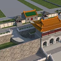 Traditional Chinese Ancient Architecture With Yellow Tiled Roof Stone Wall Steps And White Balustrades