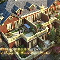 Spacious Townhouse Exterior With Sloped Roof Garden Terraces Brick Facade And Greenery