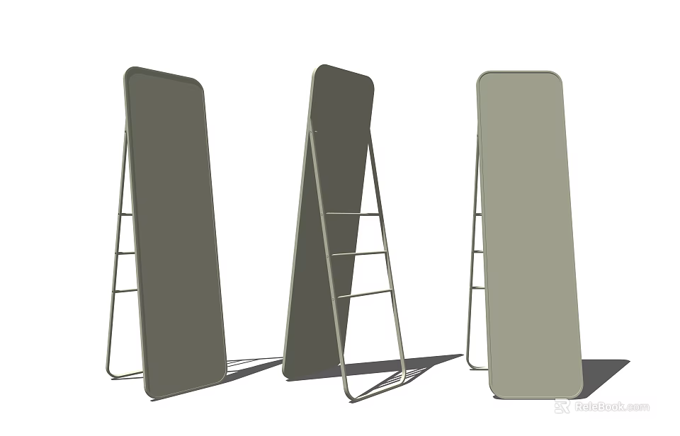 Full Length Mirrors With Metal Stands Three Pieces Modern Home Decor 3d model 