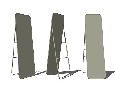 Full Length Mirrors With Metal Stands Three Pieces Modern Home Decor 3d model