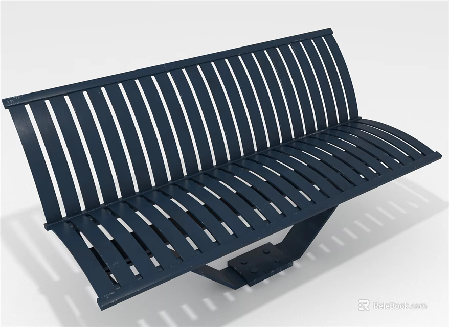 Modern Dark Metal Slatted Outdoor Bench With Sturdy Frame Design 3d model 
