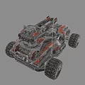 Futuristic Battle Tank With Large Wheels Red Black Mechanical Weaponry Design