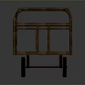 Vintage Rusty Metal Cart With Metal Railings Rounded Wheels And Rusted Flatbed