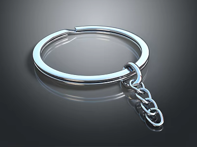 Silver Hoop Jewelry With Shiny Chain Accent And Reflective Surface Design 3d model