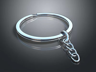 Silver Hoop Jewelry With Shiny Chain Accent And Reflective Surface Design 3d model