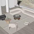 Modern Sofa Coffee Table Combination Cream Combination Sofa 3d model
