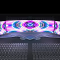 Colorful Stage Design With Large LED Screens Geometric Patterns White Steps And Audience Seats