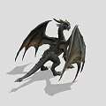 Mythical Flying Dragon With Large Wings Scaly Body Standing In Gray Background