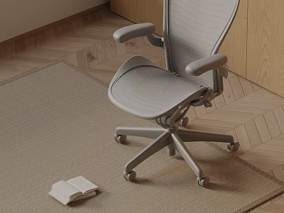 Gray Massage Chair With Armrests And Wheels On Beige Carpet Wooden Floor With Open Book 3d model