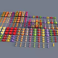 Colorful Decorative Ornament Set With Various Shapes Including Round Square Gift Box Neatly Arranged