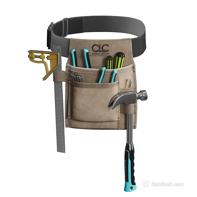 Practical Tool Belt with Hammer Saw and Screwdrivers for Hardware Tools 3d model 