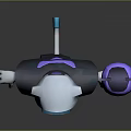Cartoon Game Character In Hooded Cloak With Purple Eyes Blue Boots And Purple Spherical Object
