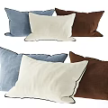 Cozy Soft Decorative Throw Pillows In Blue Beige Brown Linen Fabric For Home Decor