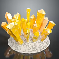 Yellow Crystal Cluster Decorative Ornament Set With White Base And Small Granular Details