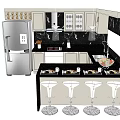 Modern Kitchen Interior Design With Cabinets Marble Island And Stainless Steel Refrigerator