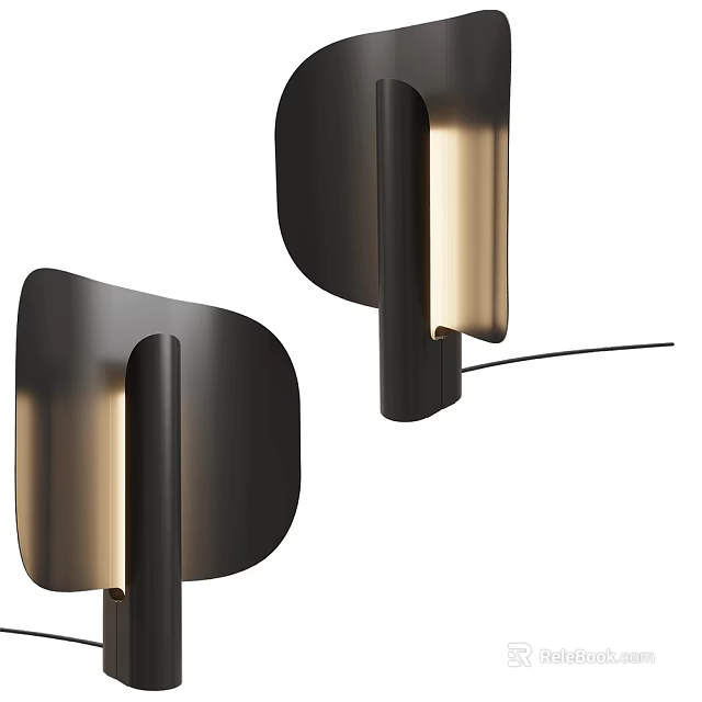 Modern Black Curved Table Lamp With Warm Glow And Metallic Structure Design 3d model