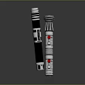 Futuristic Metallic Sci Fi Weapon With Black Grip Silver Body And Red Accents