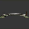 Traditional Stone Arch Bridge Model With Stone Slabs Lamp Posts And Steps 3d model