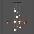 Modern Twisted Metal Frame Chandelier With Circular Lights And Crystal Accents